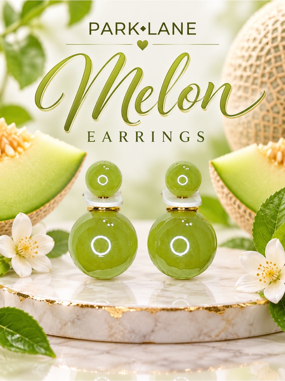 Park Lane Women’s Melon Earrings Lime Green Double Ball Casual Studs NWT